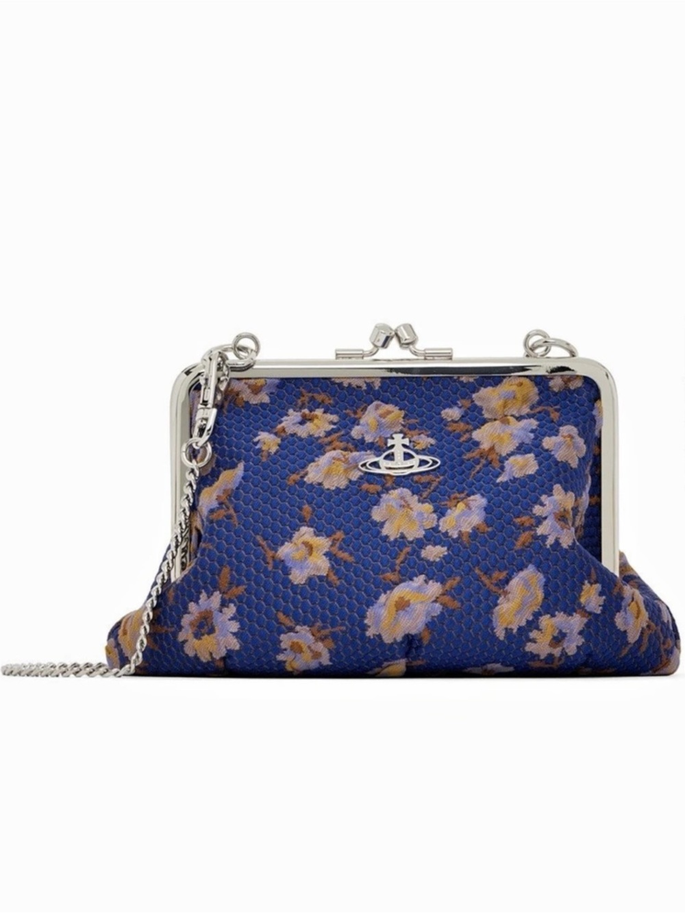 Vivienne Westwood Granny Frame Clutch Crossbody Blue Floral & Yellow